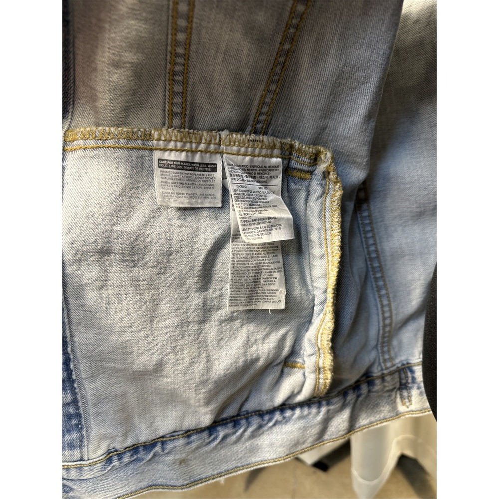 Levi‎ Strauss Trucker Vest Metallica Era 90s Button Up Pockets Light Wash Large - Picture 3 of 8